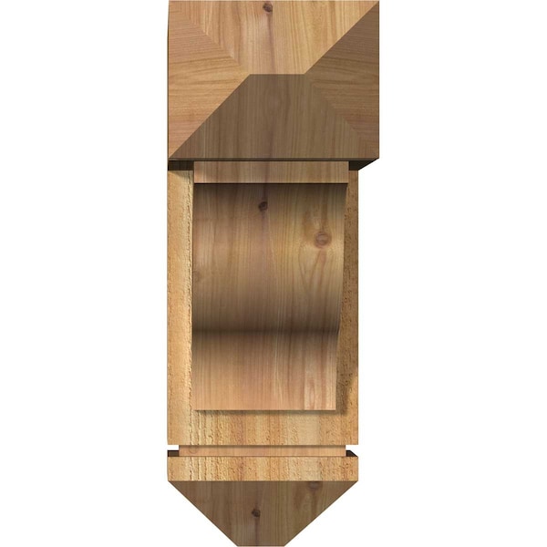 Funston Arts And Crafts Rough Sawn Bracket W/ Offset Brace, Western Red Cedar, 8W X 22D X 22H